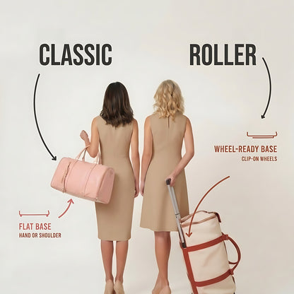 Classic flat base and Roller Edition wheel-ready base compared